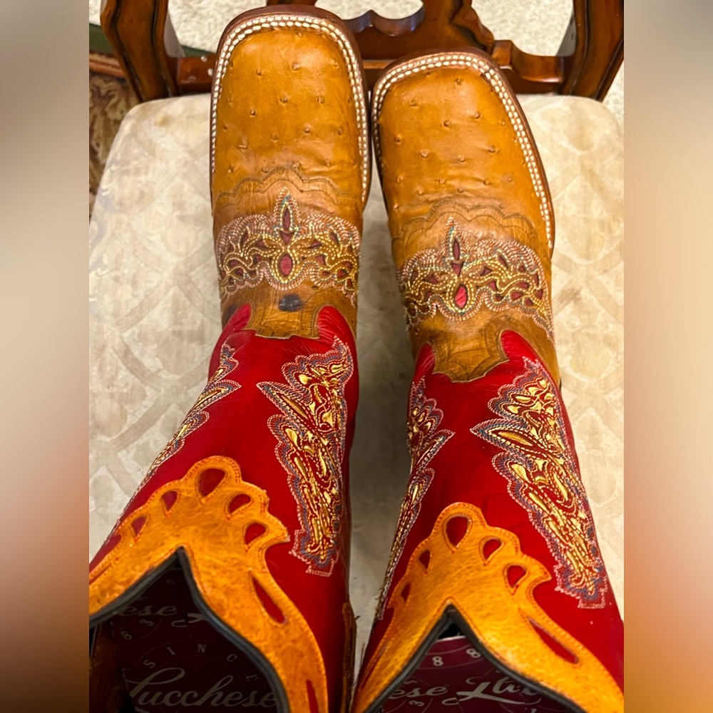 Lightly used / hardly worn Lucchese genuine ostrich leather boots size 8